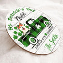 St Patrick's Day, Pets On Plaid Car & Shamrocks, Hang Decoration, Welcome Sign, Personalized Dog & Cat Lovers Door Sign