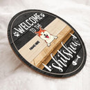 Welcome To The Shitshow, Personalized Dog Breed Rustic Door Sign, Funny Gifts For Dog Lovers