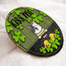 Kiss Us, Shamrock & Gold Coin, Personalized Dog & Cat Door Sign, St. Patrick Day Front Door Decor, Pet Lovers Gifts