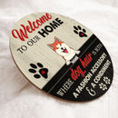 Welcome To Our Home, Wooden Door Hanger, Personalized Dog Breeds Door Sign, Front Door Decor, Dog Lovers Gifts