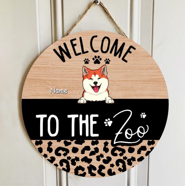 Welcome To The Zoos, Leopard Sign, Door Hanger, Welcome Door Sign, Personalized Dog & Cat Lovers Gift Door Sign