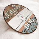 Welcome Hope You Like Dogs, Wooden Pawprints Door Hanger, Personalized Dog Breeds Door Sign, Front Door Decor