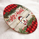 Let It Snow, Dogs With Red Plaid And Pine Leaves Background, Personalized Dog Door Sign