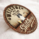 Welcome To The Shitshow Hope You Brought Alcohol, Retro Brick Door Hanger, Personalized Cat Breeds Door Sign