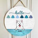 Hello Winter, Dog With Letters On Pine, Personalized Dog Door Sign