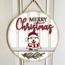 Merry Christmas - White Wooden - Personalized Dog Christmas Door Sign