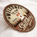 Welcome To The Shitshow Hope You Brought Alcohol, Retro Brick Door Hanger, Personalized Cat & Dog Door Sign