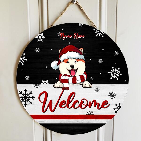 Let It Snow - Black Background - Custom Quote - Personalized Dog Christmas Door Sign