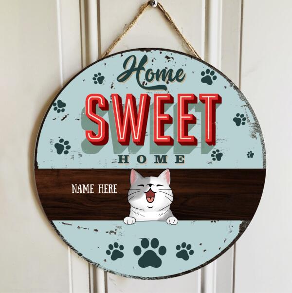 Home Sweet Home, Pastel Blue, Personalized Cat Door Sign