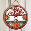 Merry Christmas - White Wooden Background - Red Old Wood Around - Personalized Dog Christmas Door Sign