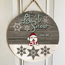 Let It Snow - Grey And White Wooden - Personalized Dog Christmas Door Sign