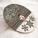 Let It Snow - Grey And White Wooden - Personalized Dog Christmas Door Sign