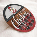 Merry Christmas - Red Plaid Wooden - Personalized Dog Christmas Door Sign