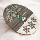 Let It Snow - Grey And White Wooden - Personalized Cat Christmas Door Sign