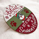 Believe - Let It Snow - Season's Greetings - White Green Red Wooden - Personalized Cat Christmas Door Sign