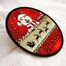 This Home Believes - Santa's Sleigh - Red And Gold - Personalized Dog Christmas Door Sign