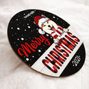 Merry Christmas - White Dots On Black Background - Personalized Dog Christmas Door Sign
