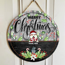 Merry Christmas - Black & Grey Wooden - Personalized Dog Christmas Door Sign
