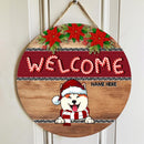 Welcome - Xmas Candy Cane Letters - Personalized Dog Christmas Door Sign