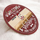 Welcome To The Shitshow Hope You Brought Alcohol - Red Wooden - Personalized Dog & Cat Christmas Door Sign