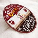 We Run On Beer And Christmas Cheer - Black & Red - Personalized Dog Christmas Door Sign