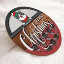 Merry Christmas - Red Plaid Wooden - Personalized Cat Christmas Door Sign