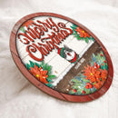 Merry Christmas - White Wooden Background - Red Old Wood Around - Personalized Cat Christmas Door Sign