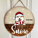 Personalised Let It Snow - Brown Wooden - Personalized Dog Christmas Door Sign