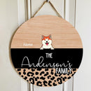 Cool Family Style, Leopard Sign, Door Hanger, Welcome Door Sign, Personalized Dog Lovers Gift Door Sign