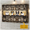 Welcome To Shitshow, Hope You Brought Alcohol, Pets At Wooden Counter Bar, Personalized Dog & Cat Canvas