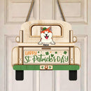 Happy St. Patrick's Day, Pet On Truck, Personalized Dog & Cat Door Sign, Front Door Decor, Pet Lovers Gifts