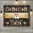 Welcome, Hope You Like Dogs, Dogs At Wooden Counter Bar, Personalized Dog Canvas