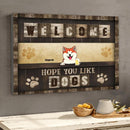 Welcome, Hope You Like Dogs, Dogs At Wooden Counter Bar, Personalized Dog Canvas