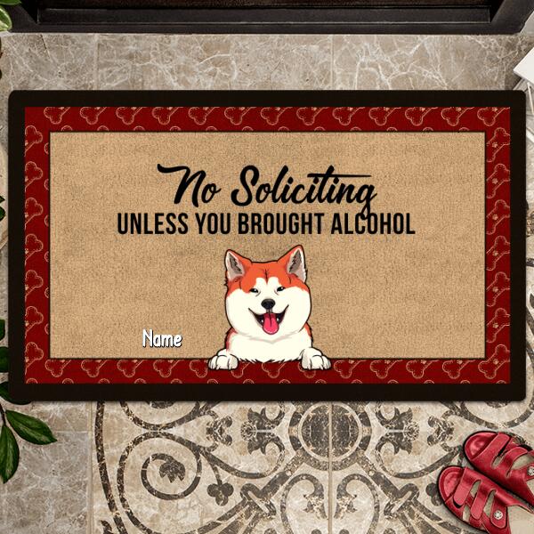 Personalized Doormat, Home Decor Rug, Gift For Dog Lovers Mat, No Soliciting Unless You Brought Alcohol