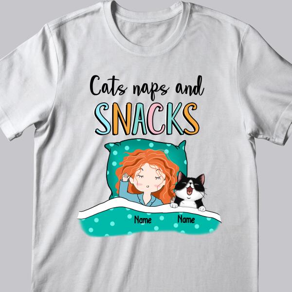 Cats Naps And Snack, Girl And Cats, Personalized Cat Breeds T-shirt, Gifts For Cat Lovers