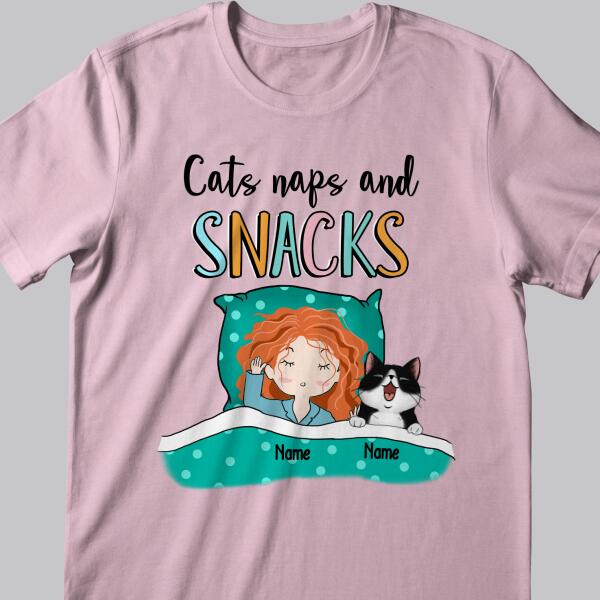 Cats Naps And Snack, Girl And Cats, Personalized Cat Breeds T-shirt, Gifts For Cat Lovers