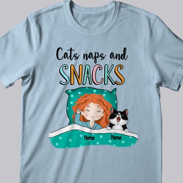 Cats Naps And Snack, Girl And Cats, Personalized Cat Breeds T-shirt, Gifts For Cat Lovers