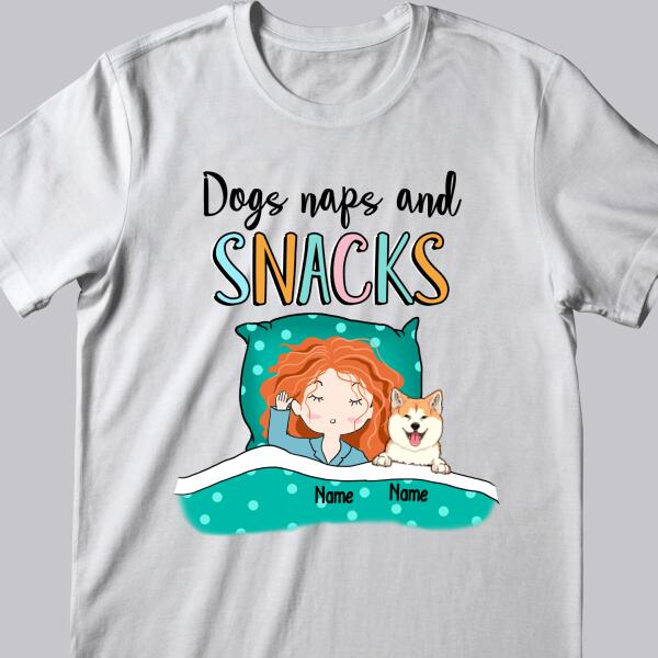 Dogs Naps And Snack, Girl And Dogs, Personalized Dog Breeds T-shirt, Gifts For Dog Lovers