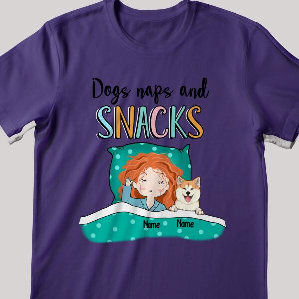 Dogs Naps And Snack, Girl And Dogs, Personalized Dog Breeds T-shirt, Gifts For Dog Lovers