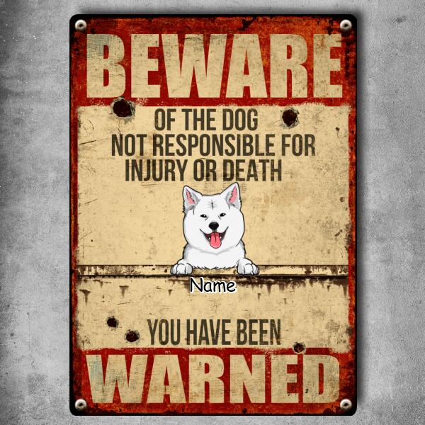 Beware Of Dog Sign, Gifts For Dog Lovers, Not Responsible For Injury Or Death, Welcome Metal Signs