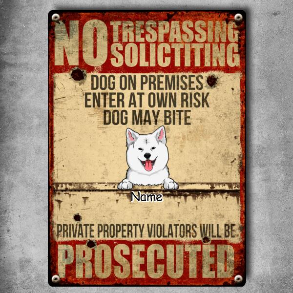 Funny Warning Signs, Gifts For Dog Lovers, No Trespassing Soliciting, Welcome Metal Signs