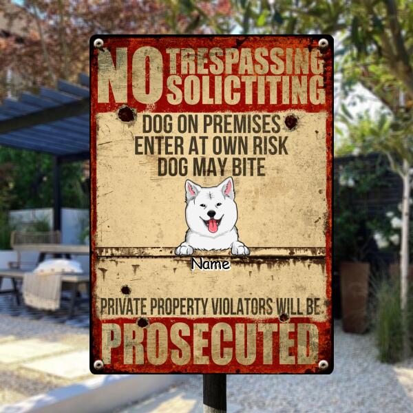 Funny Warning Signs, Gifts For Dog Lovers, No Trespassing Soliciting, Welcome Metal Signs