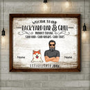 Backyard Bar Sign, Welcome To Our Backyard Bar & Grill, Gifts For Pet Lovers, Personalized Dog & Cat Canvas