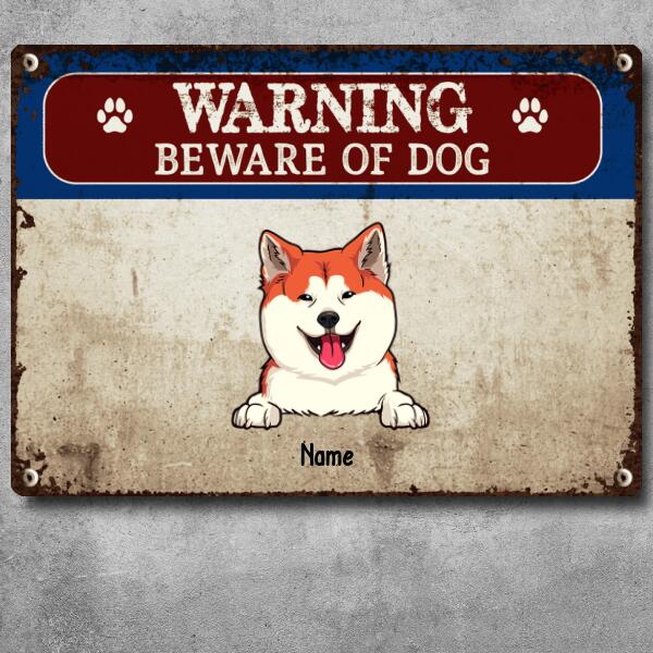 Beware Of Dog Metal Yard Sign, Gifts For Dog Lovers, Funny Warning Sign, Personalized Housewarming Gifts