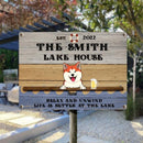 lake house decor Metal Lake House Sign, Gifts For Pet Lovers, Like Is Better At The Lake Personalized Family Sign