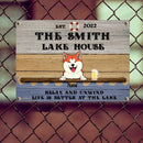 lake house decor Metal Lake House Sign, Gifts For Pet Lovers, Like Is Better At The Lake Personalized Family Sign
