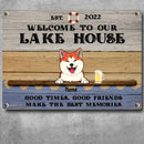 lake house decor Metal Lake House Sign, Gifts For Pet Lovers, Good Times Good Friends Make The Best Memories Welcome Signs