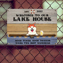 lake house decor Metal Lake House Sign, Gifts For Pet Lovers, Good Times Good Friends Make The Best Memories Welcome Signs