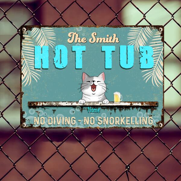 Metal Hot Tub Sign, Gifts For Pet Lovers, No Diving No Snorkelling Personalized Housewarming Gifts