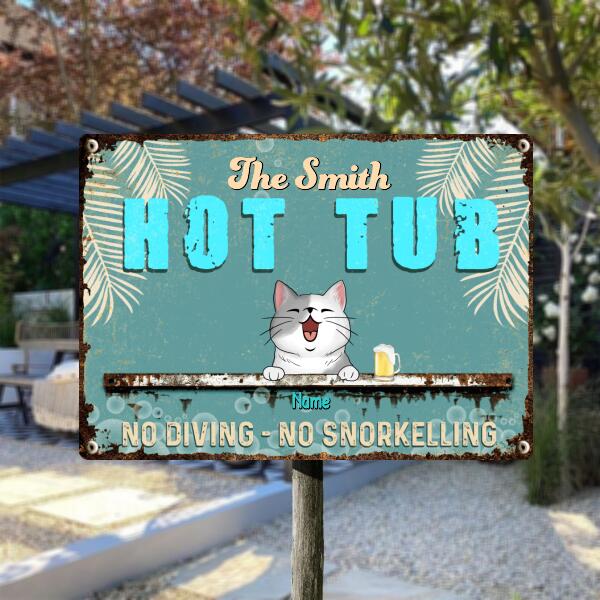 Metal Hot Tub Sign, Gifts For Pet Lovers, No Diving No Snorkelling Personalized Housewarming Gifts